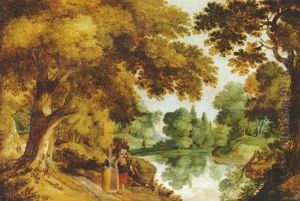 Ein Vornehmes Paar In Einer Waldlandschaft Ein Vornehmes Paar In Einer Waldlandschaft