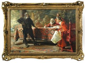 A Gentleman In Black Having An Audience With A Group Of Cardinals