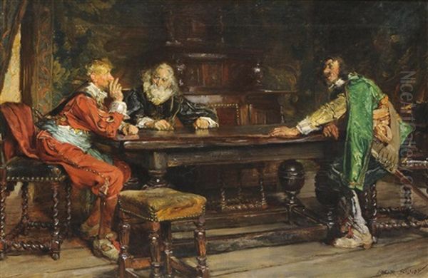 Gentlemen Seated In Discussion Around A Table - view 1