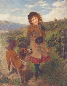 A Girl And Her Pet Dog by Edgar Bundy
