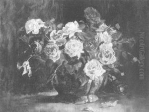 Uppiges Rosenstilleben In Einer Grunen Vase by Edgar Bundy