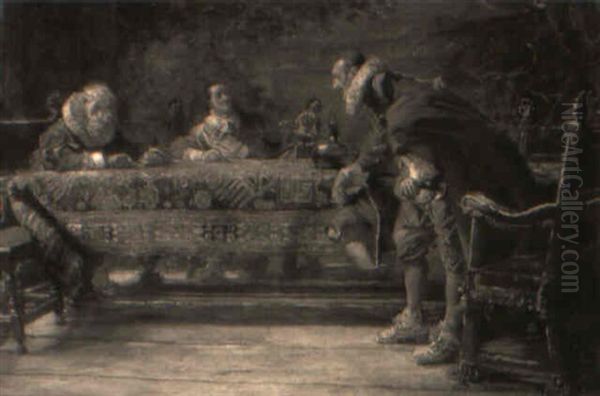 Three Cavalier Figures Gathered Around A Table - view 1