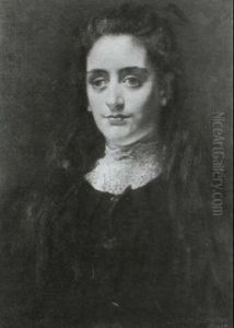 Portrait Of Dorothy Harris, Wearing Black And Lace Dress by Edgar Bundy