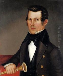 Portrait Of A Gentleman With Horn (mr. F.e. Holt) (+ Portrait Of A Lady With Lace Collar (mrs. F.e. Holt); Pair) by Horace Bundy