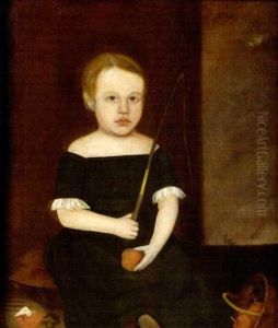Portrait Of Young Charles Frederick Couch In Green, Seated Beside Basket Of Fruit by Horace Bundy