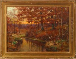 Wooded Stream - Sunset Landscape Wooded Stream - Sunset Landscape