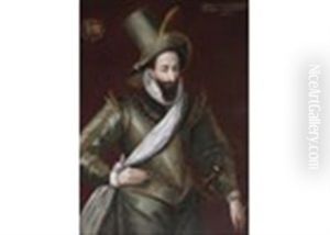 Portrait Of Henri Iv, King Of France (1553-1610), Three-quarter Length, Standing, Wearing A Green And Gold Doublet And A White Ruff And Sash by Francois Bunel the Younger
