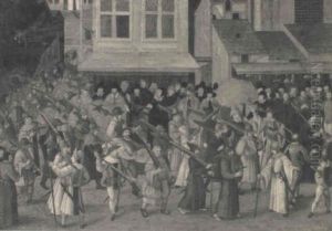 La Procession De La Ligue A Paris En 1590 Ou En 1593 Dans La Rue Du Marche by Francois Bunel the Younger