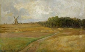 Spatsommerliche Landschaft Mit Windmuhle Spatsommerliche Landschaft Mit Windmuhle
