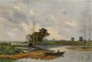 An Der Havel. Im Hintergrund Die Stadtsilhouette Brandenburgs by Franz Bunke