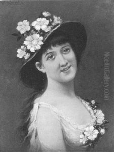 Portrait Of A Young Woman In Summer Dress by Franz Bunke