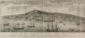 Veduta Di Napoli Dalla Punta Di Posillipo Sino Al Ponte Della Maddalena, Come Si Vede Dal Mare by Giuseppe Antonio Aloja