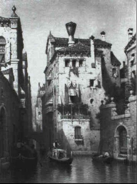 Gondolier On A Venetian Canal - view 1