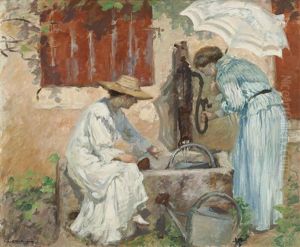 At The Pump by Rupert Charles Bunny