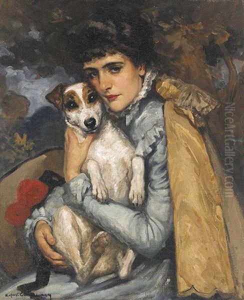 Jeanne With Her Terrier - view 1