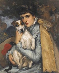Jeanne With Her Terrier by Rupert Charles Bunny