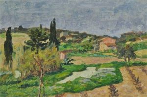 French Farmhouse & Tilled Fields by Rupert Charles Bunny