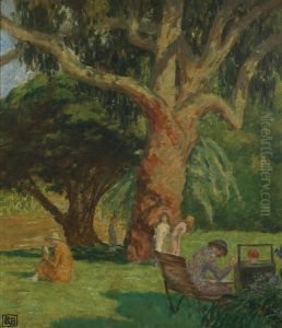 Scene In Botanical Gardens by Rupert Charles Bunny