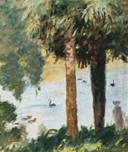 Two Palm Trees (melbourne Botanic Gardens) by Rupert Charles Bunny