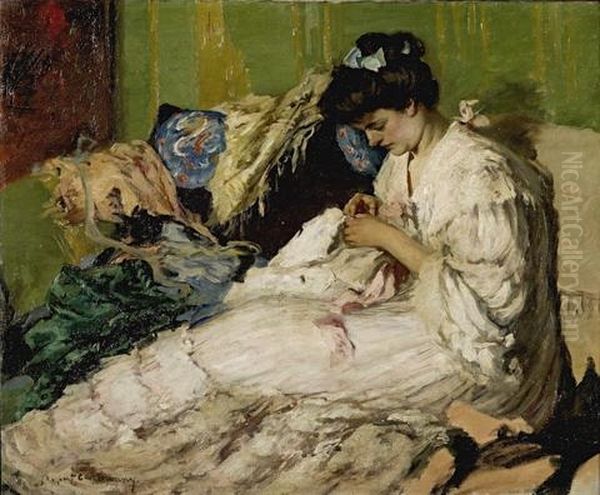 Lady Sewing - view 1
