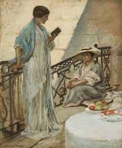(on The Landing) by Rupert Charles Bunny