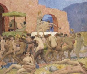 Silenius With Some Perfect Ladies Of Phrygia Gave A Cocktail Party by Rupert Charles Bunny