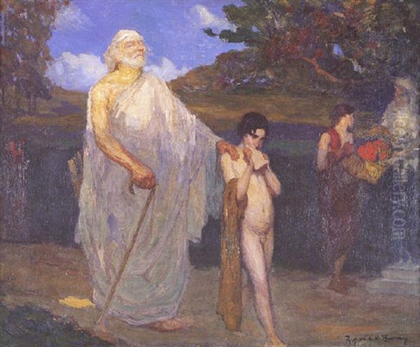 Tiresias Being Led By A Boy Playing The Pipes - view 1