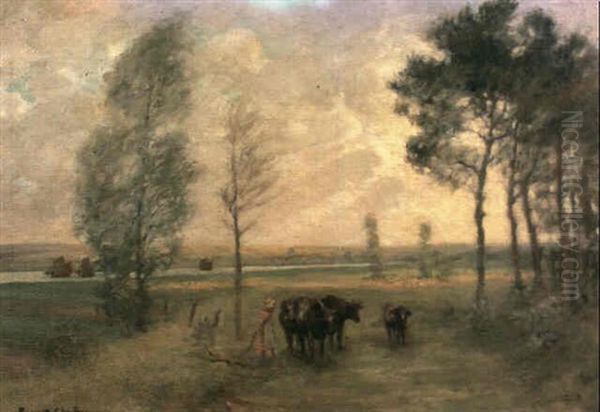 Cattle In An Extensive River Landscape - view 1