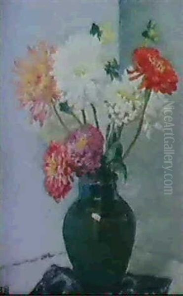 A Vase Of Dahlias - view 1