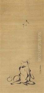 Chokaro Sennin With His Gourd And A Horse Up In The Air by Kato Taiyu Bunrei