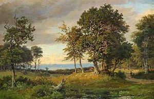 Udsigt Over Oresund Set Fra Dyrehaven, I Forgrunden Hoje Traeer