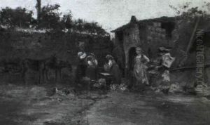 Contadine Sull'aia by Eugenio Buono