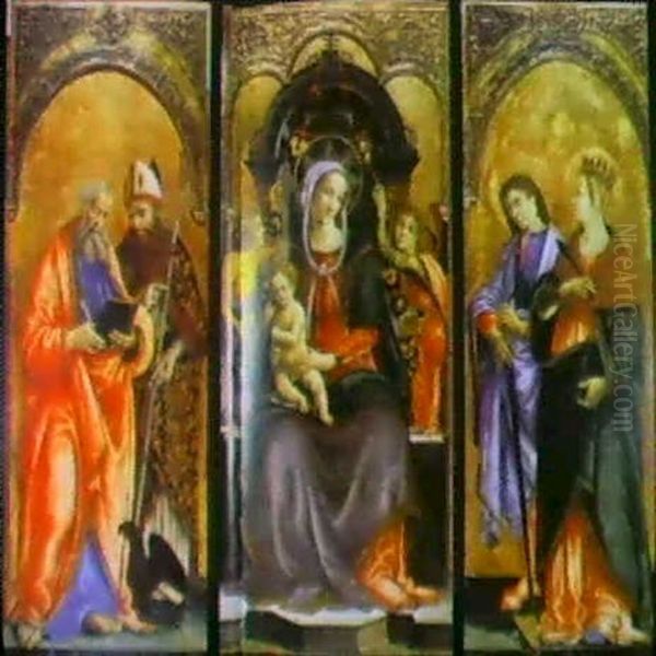 La Madonna E Il Bambino In Trono Tra Due Angeli, I Santi Giovanni Evangelista E Giustino, Giuliano E Caterina - view 1