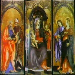 La Madonna E Il Bambino In Trono Tra Due Angeli, I Santi Giovanni Evangelista E Giustino, Giuliano E Caterina