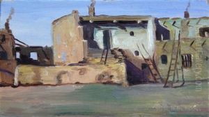 Hopi Indian Pueblo Houses, Polacca, Arizona And Hopi Indian Pueblo Village, Polacca, Arizona (2 Works) by Elbridge Ayer Burbank