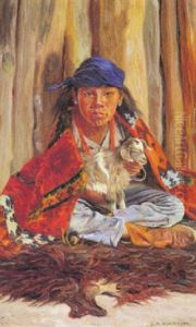 Navajo Child With Goat by Elbridge Ayer Burbank