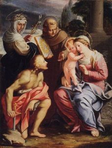 The Madonna And Child With Saints Catherine And Bernardino Of Siena, Together With Saint Galgano