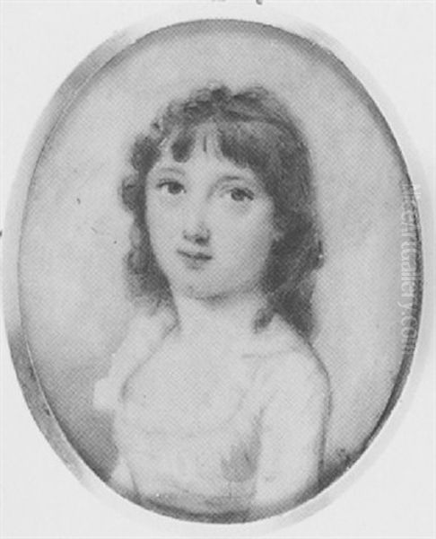 A Young Girl, In White Dress With Frilled Neckline And Yellow Waist Sash - view 1