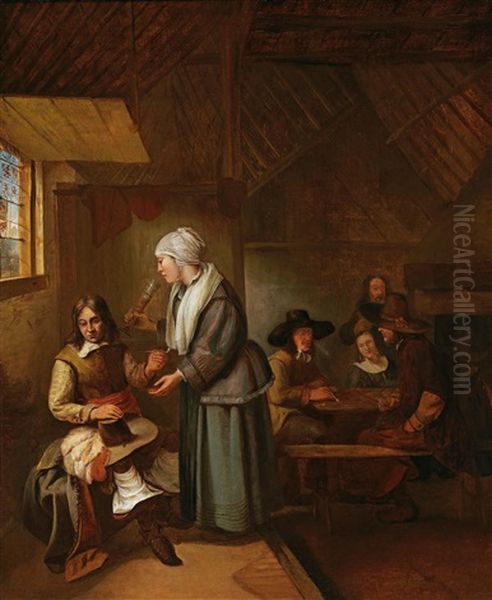 A Tavern Interior With Mixed Company - view 1