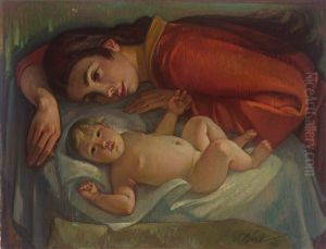 Mutter Mit Kind (entstanden Nach Dem Tod Seiner Frau - Wohl Als Trauerbild Zu Lesen)