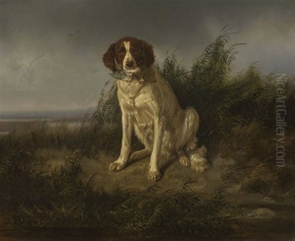 Jagdhund Mit Totem Vogel In Der Schnauze - view 1