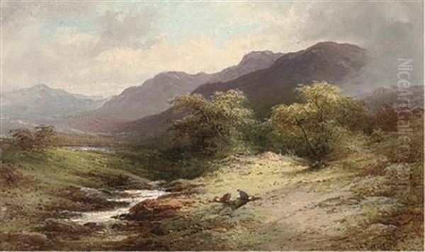 Figures Beside A Highland Stream (pair) - view 1