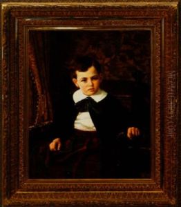 Portrait Of A Boy In A Kilt Suit Seated In An American Aesthetic Movement Ebonized And Gilt-incised Armchair by Horace Robbins Burdick