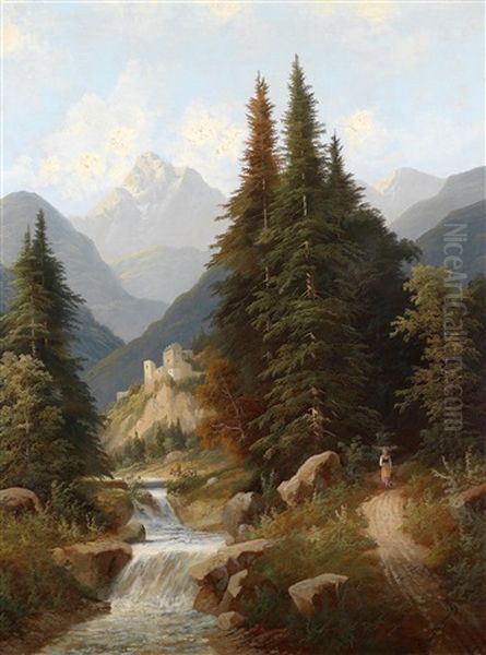 Gebirgige Landschaft Mit Burgruine - view 1