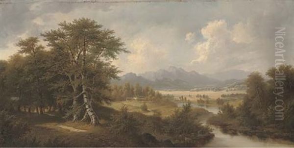 A Tranquil River With Mountains Beyond - view 1
