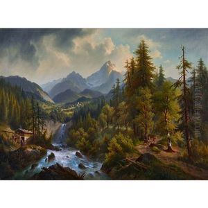 Wildbach Im Gebirge by Josef Burgaritzky