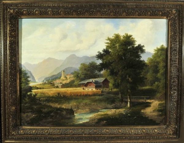 Haus Am Fluss In Weiter Berglandschaft - view 1