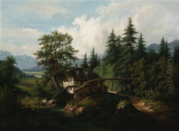 Wassermuhle In Voralpenlandschaft - view 1