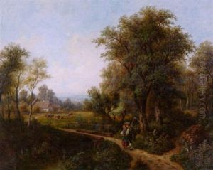 Landschaft Bei Wien - Figurenstaffage by Josef Burgaritzky