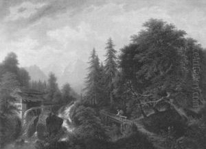 Wassermuhle Im Gebirgswald by Josef Burgaritzky